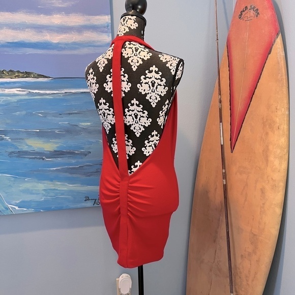 🔥Rubber Ducky,(Made in USA),Stunning Red Dress,Sexy,East Wear, 1 Strap Backless - Picture 4 of 10